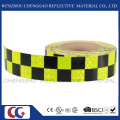 Fluorescent and Black Checkered Adhesive Reflective Safety Warning Tape (C3500-G)